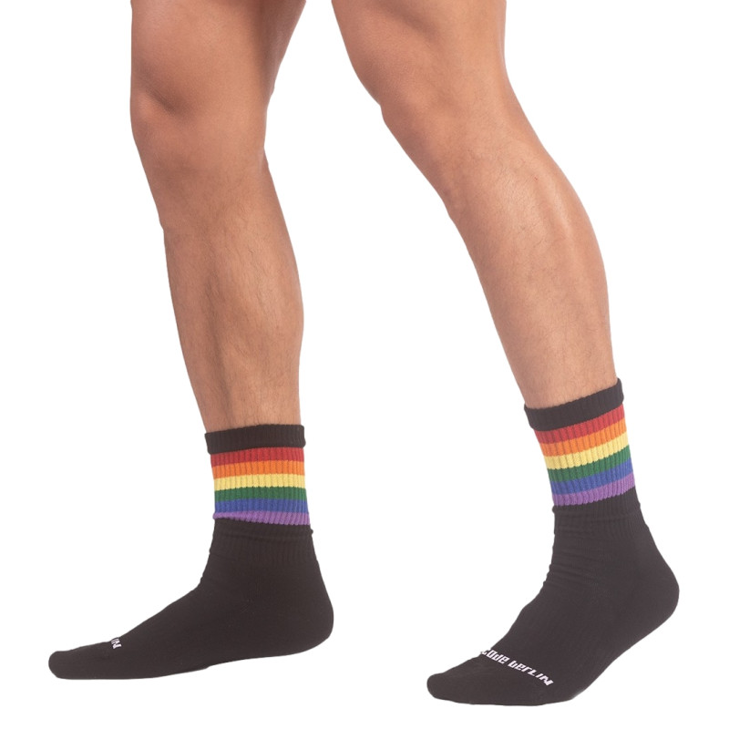 Barcode Berlin Chaussettes HALF SOCKS Rainbow Noire